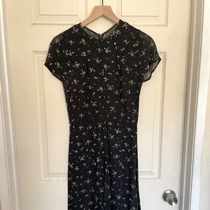 Reformation Black Floral Sheer Midi Dress sz 2
